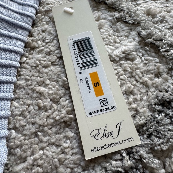 ELIZA J POWDER BLUE SWEATER fit flare DRESS high neck small new - Picture 5 of 9